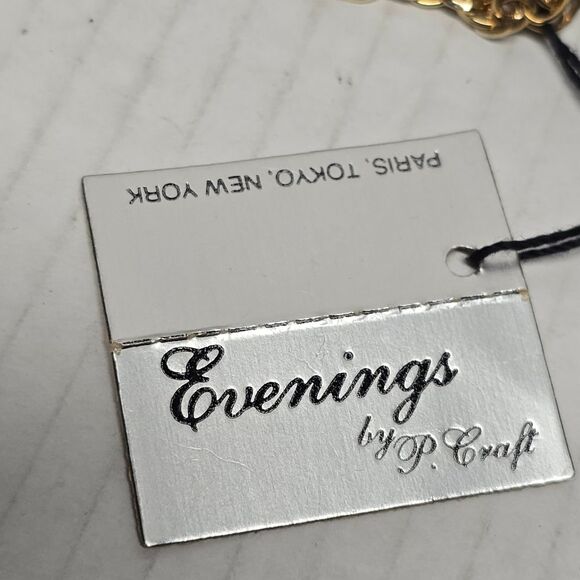 Vintage 80s Gold Tone Floral Locket Pendant Necklace By Evenings P. Craft NWT - Picture 8 of 9